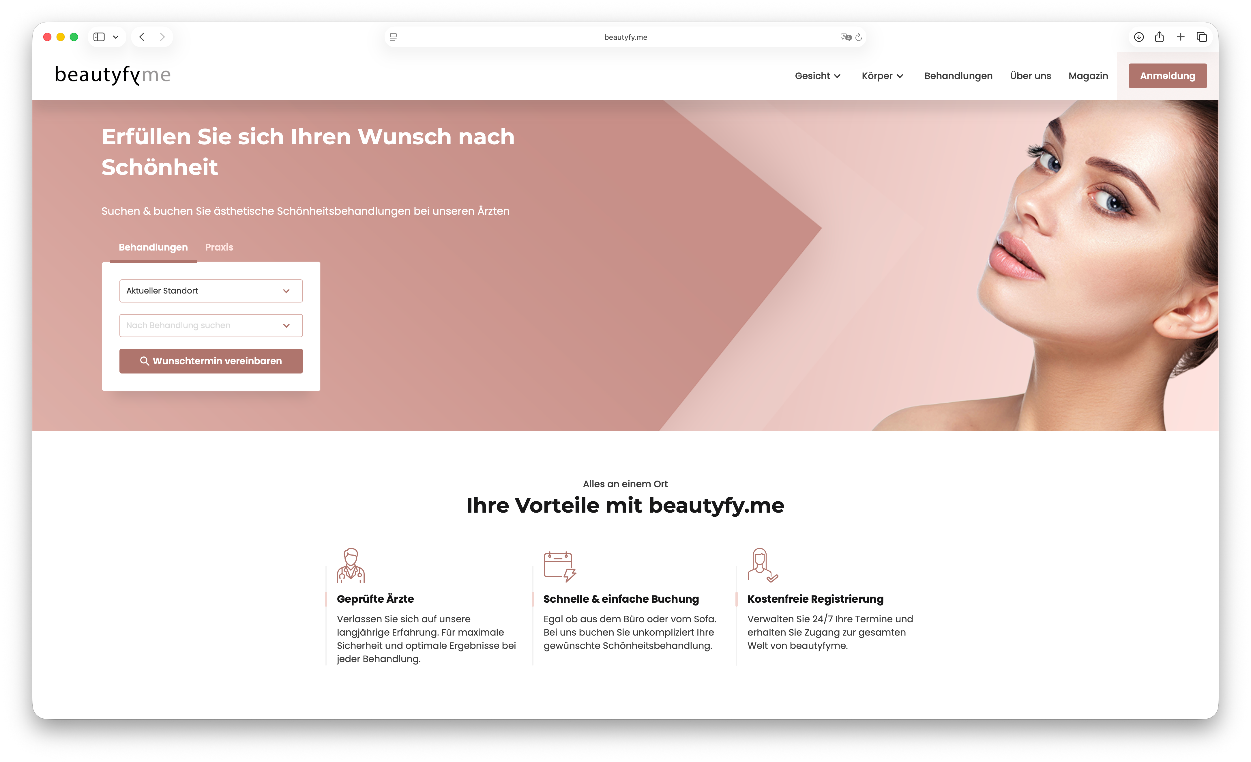 Beautyfy.me — Live-Portal-Screenshot